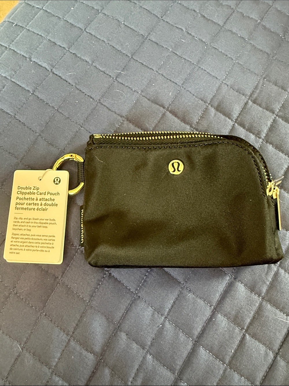 NWT.  Lululemon Double Zip Clippable Card pouch